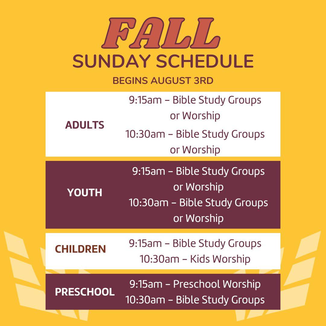 Fall Sunday Schedule